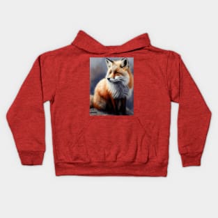 Arctic Red Fox - Oil Paint Kids Hoodie